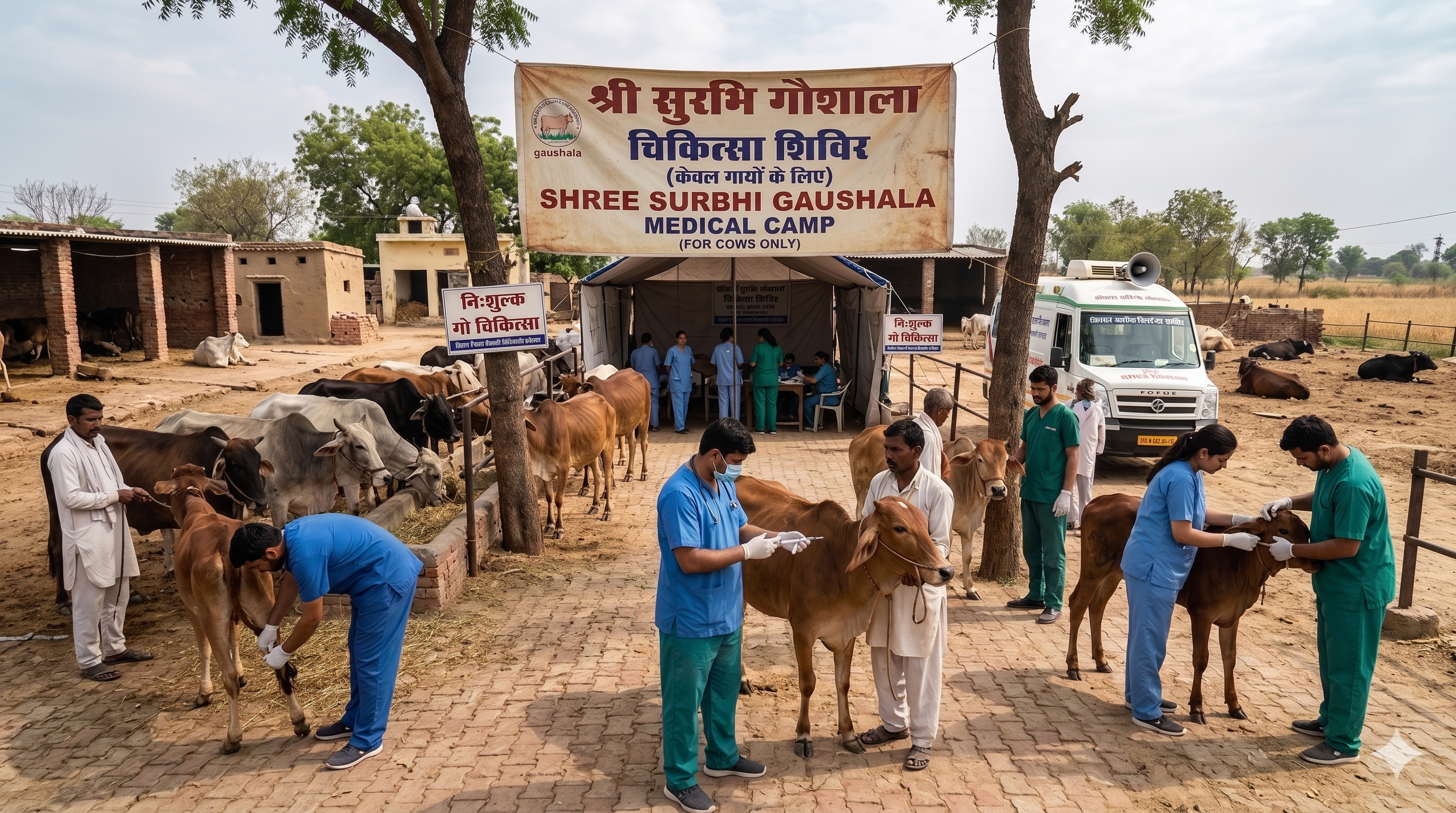 Veterinary medical camp for cows